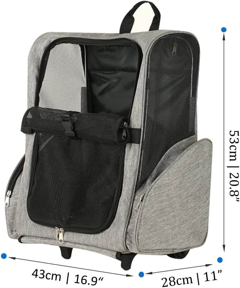 Pet Trolley Bag Cat Dog Travel Bag Portable & Breathable Pet Carrier Backpack - Lightweight Dual-Shoulder Design for Easy Travel with Your Beloved Companion Scalable Pull Rod pet Bag (Black)