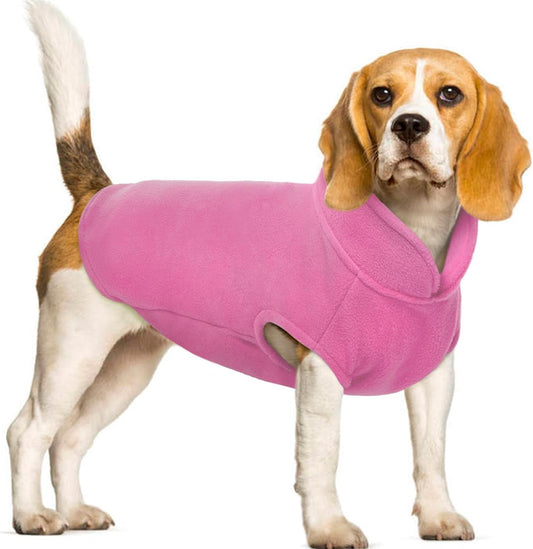 FUAMEY Dog Fleece Vest for Large Dogs,Warm Stretchy Dog Sweatshirts Pullover with Leash Hole Dogs Sweater Soft Pet Turtleneck Cozy Pet Vest Lightweight Sleeveless Pink XXL