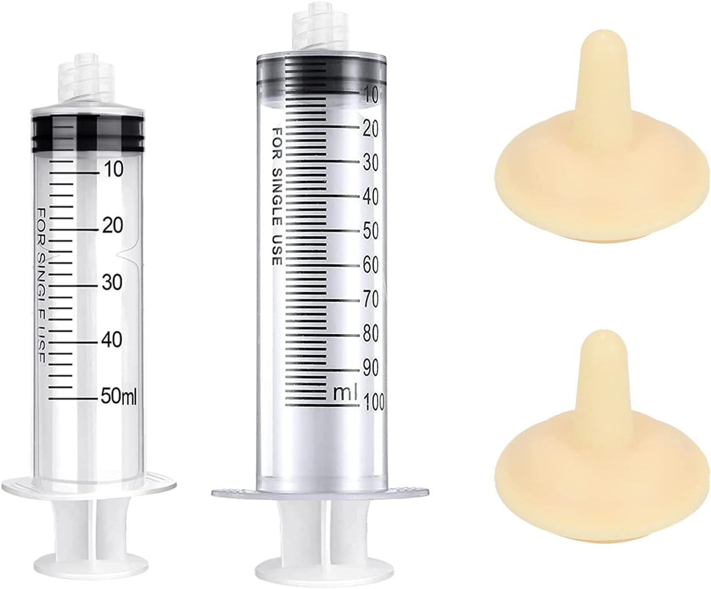 Pet Feeding Syringe with Nipple, Silicone Feeding Tools for Kitten Puppy Feeding Syringe for Newborn Cat Dog Small Animals Rabbits (50ml+100ml)