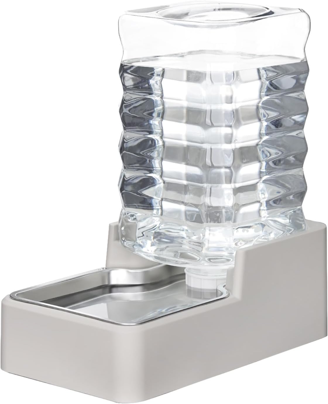 RIZZARI Stainless Steel Pet Water Feeder: 7.5L Beige Automatic Leak-Proof Gravity Dispenser for 20-35 LB Dogs with Arthritis - Without Filter - Ideal for Living Room Kitchen