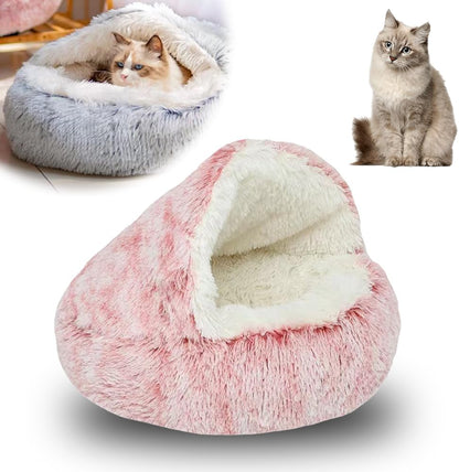 Lapcatz Nest Bed, 2026 Upgraded Cat Beds for Indoor Cats, Portable Fluffy Pet Bed, Durable Covered Cat Bed for Indoor Use, Soft Puppy Bed for Pet Owners (Pink, Large)
