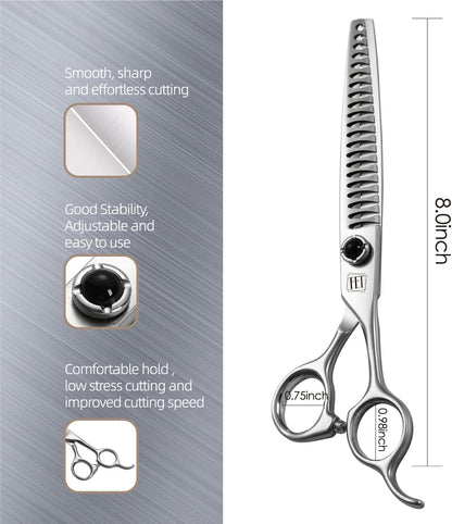 Dog Grooming Scissors: 7 inch Pet Chunker Shears Made Of Japanese 9CR Advanced Stainless Steel Professional Grooming Scissors for Dogs Cats and Other Pets