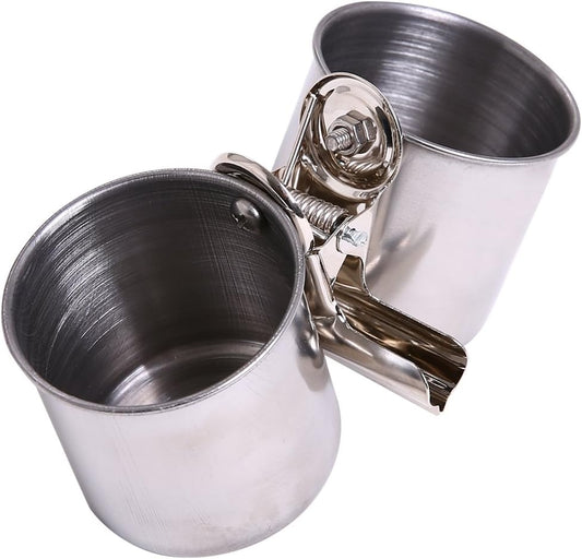 QBLEEV Bird Water Feeder Dishes Bird Bowl for Cage Coop Cups Parrot Food Hanging Pet Animal Stainless Steel Birdcage Bowls Feeding Perches Play Stand with Clamp