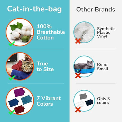 Cat-in-the-Bag Cozy Comfort Carrier - Extra Large Red Cat Carrier Soft and Pet Carrier for Nail Trimming, Vet Visits, Medication Administration, Dental Care, and Travel