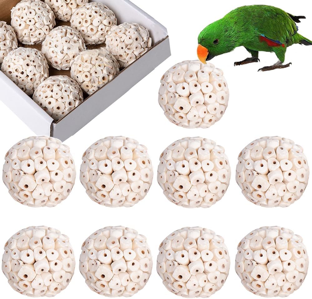 9 Pack Bird Toy Sola Balls, Natural Parrot Soft Chew Shredding & Foraging Toy, Bird Foot Balls for Cockatiel Conure Quaker Budgie Parakeet Bunny Guinea Pig Chinchilla Rabbit