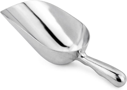 New Star Foodservice 34547 One-Piece Cast Aluminum Round Bottom Bar Ice Flour Utility Scoop, 24 -Ounce, Silver (Hand Wash Only)