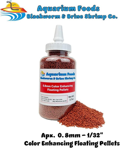 Aquatic Foods Inc. 0.8mm Micro Intense Color Enhancing Floating Pellets for Guppies, Tetras, Bettas, Nano Fish, All Baby Fish…3.7oz Squeeze Bottle