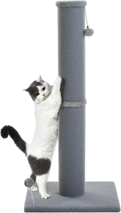 Cat Craft Cat Scratching Post Large Reticulate Carpet Scratching Post for Indoor Cats, Tall Cat Scratch Post, Carpet Cat Scratcher with Replaceable Toys, Sturdy Base, Large, Light Gray