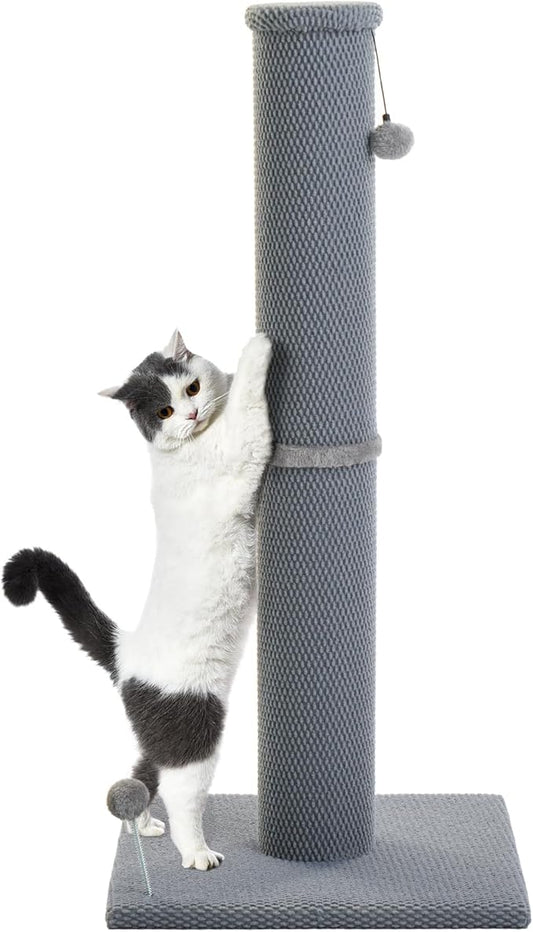 Cat Craft Cat Scratching Post Large Reticulate Carpet Scratching Post for Indoor Cats, Tall Cat Scratch Post, Carpet Cat Scratcher with Replaceable Toys, Sturdy Base, Large, Light Gray