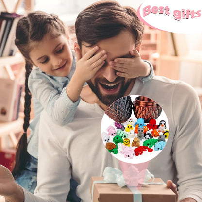 25 pcs Mini 3D Printed Animal Figurines Set with Dragon Egg: Articulated, Flexible, and Exquisitely Cute Fidget Toys for Play and Display for Valentine's Day, Easter, Bithday