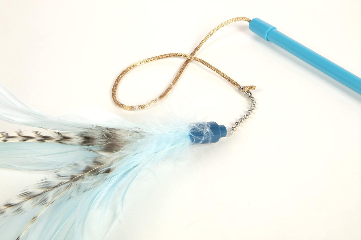 SmartyKat Frisky Flyer Feather Wand Cat Toy, Extendable Up to 24" - Blue, One Size
