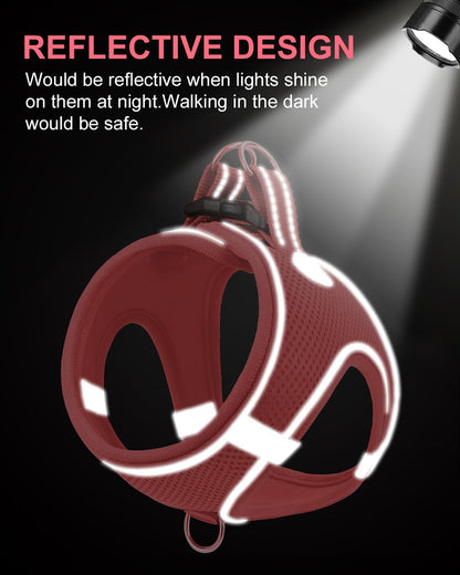 Joytale Small Dog Harness, Breathable Mesh Step-in Vest, Reflective Soft Padded Harnesses for Cats, Puppies and Extra Small Dogs, Pink, XXS