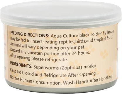 6 Pack Canned Superworms for Reptiles, Fish, Birds and Small Animals, Super Worms, Healthy High Protein Treat for Reptile Bird Fish Food 7.2 Ounces Total