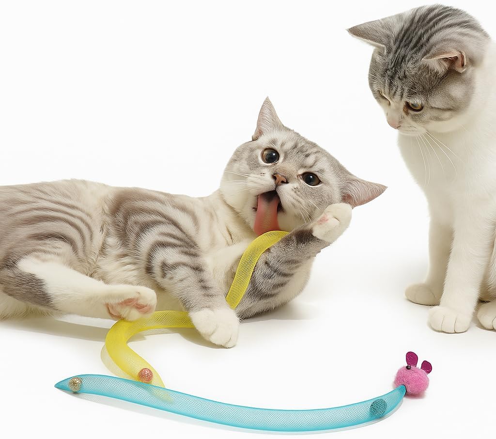 20PCS Interactive Cat Toys t for Indoor Cats, Feather Elastic Mesh, Catnip Ball, Colorful Spring, Rainbow Plush, Teething & Self-Play Kitten Accessories Variety Pack