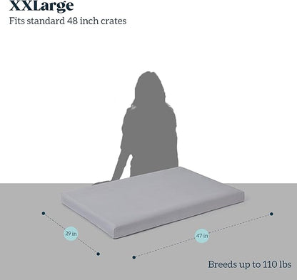 Cybarmour Chew Proof Dog Bed - Orthopedic Indestructible Dog Crate Pad - Outdoor Waterproof Kennel Mat for Aggressive Chewers - Extra Large Breeds & Fits 48-Inch Crate - 47"x29", Limestone