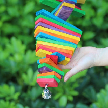 Bird Chewing Toy Large Medium Parrot Cage Bite Toys African Grey Macaws Cockatoos Eclectus Amazon (Rainbow-23.2inch)