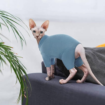 ROZKITCH XS Cat Sweater, Breathable Soft Jumpers for Sphynx Only, Coat with Four Legs, Warm Sweater T-Shirt Pajamas Jumpsuit Vest Cornish Rex, Devon Rex, Peterbald Blue XS