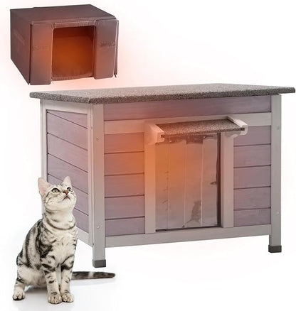 Aivituvin Outdoor Cat House with Insulated Liner Weatherproof Feral Cat Shelter for Winter Outside Kitty Condo