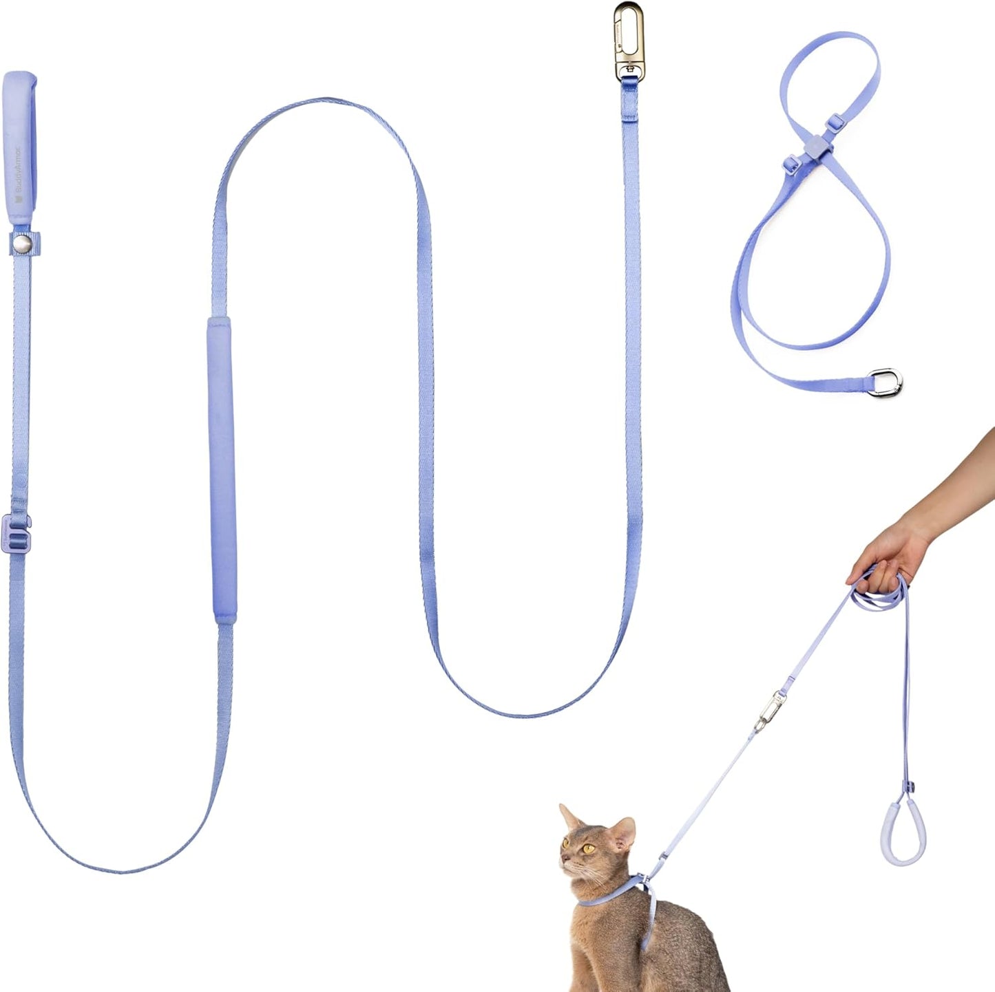 Cat Harness and Leash Set, Lightweight Escape Proof Cat Harness Leash with Padded Handle, Adjustable Cat Leash and Harness for Kitten Small Large Cats Walking Training (Blurple, M)