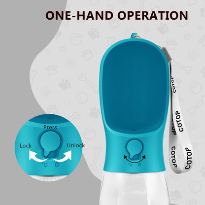 20oz Dog Water Bottle with Food Container & Poop Bag Dispenser | Leak-Proof Portable Pet Water Dispenser with Carabiner Clip | for Walking, Hiking, Travel (Cyan, 20oz)