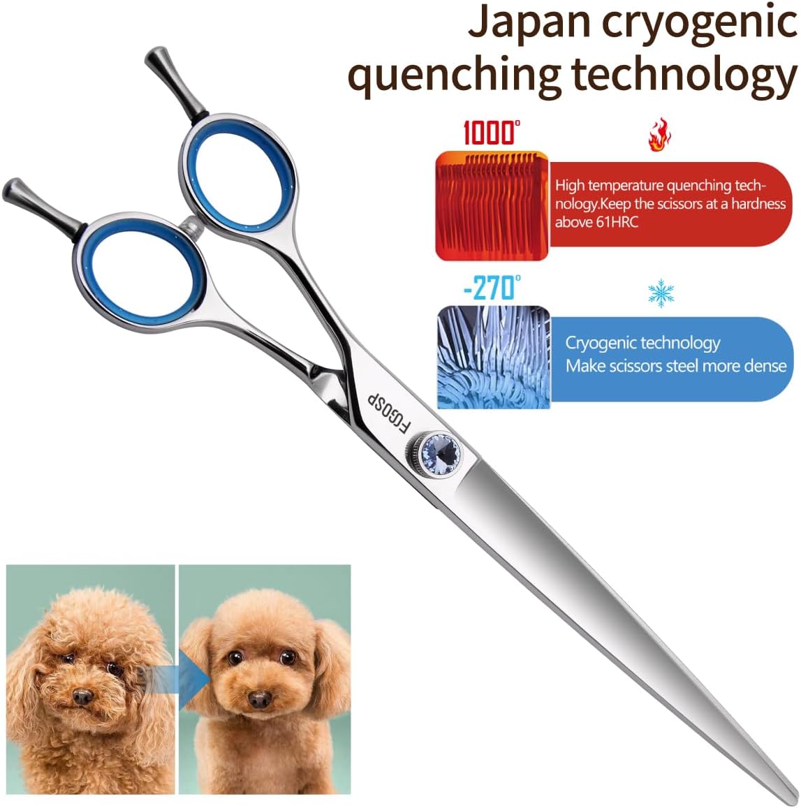 Straight Left Handed Dog Grooming Scissors 7.0'' Professional Dog Shears for Grooming for Pet Cat Japan 440C Dog Scissors for Small Dogs Super Sharp (7.0'' Straight)