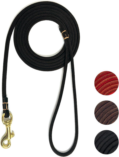 Guiding Star Leather Dog Leash 6 ft x 1/4 inch,Thin and Lightweight Leather Leashes for Small Dogs,Leather Cat Leashes for Small Cats,Soft Genuine Leather Dog Training Leashes for Petite Dogs Black