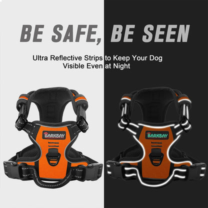 BARKBAY No Pull Dog Harness Front Clip Heavy Duty Reflective Easy Control Handle for Large Dog Walking(Orange,XS)