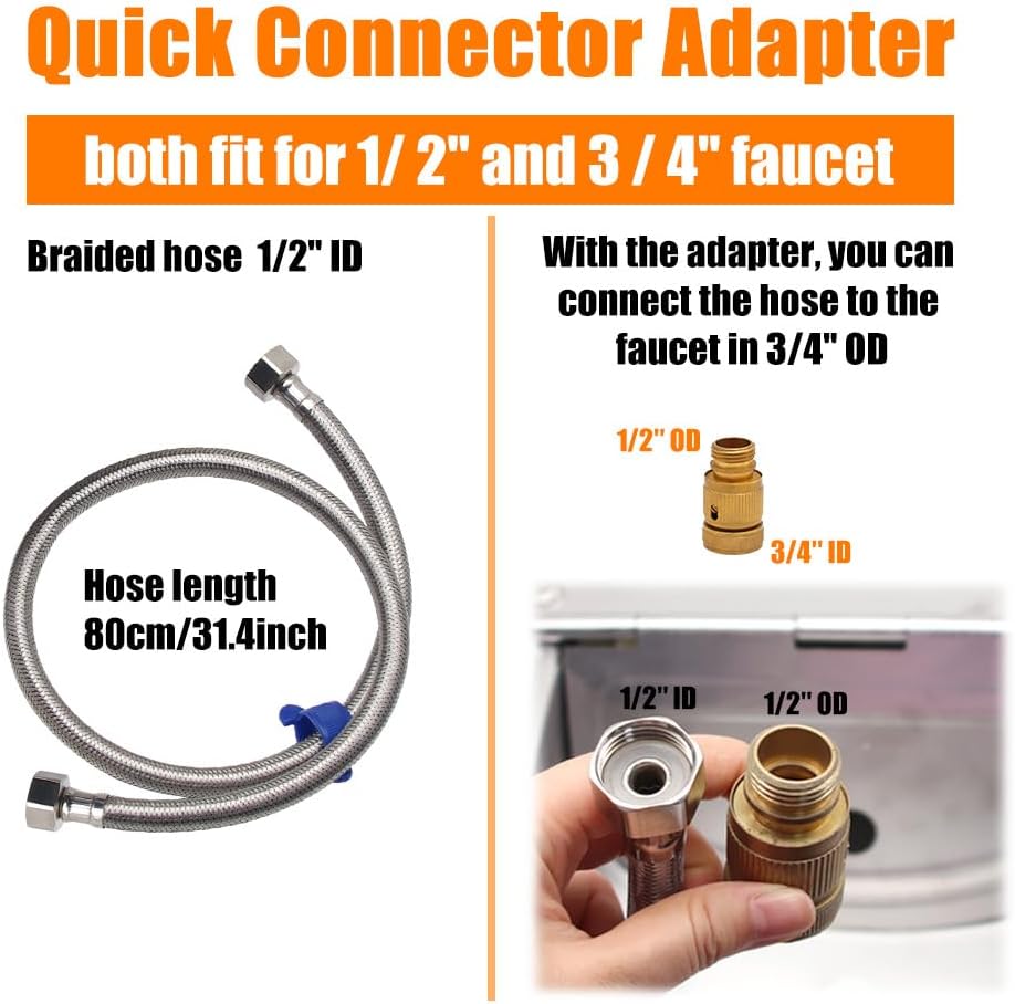Automatic Animal Drinking Water Bowl with Float Valve and Drainage Hole, 304 Stainless Steel Livestock Dispenser Waterer Kits Included Water Hose, 3/4''Adaptor, Float Valves Mounting Bolts (1 Set)