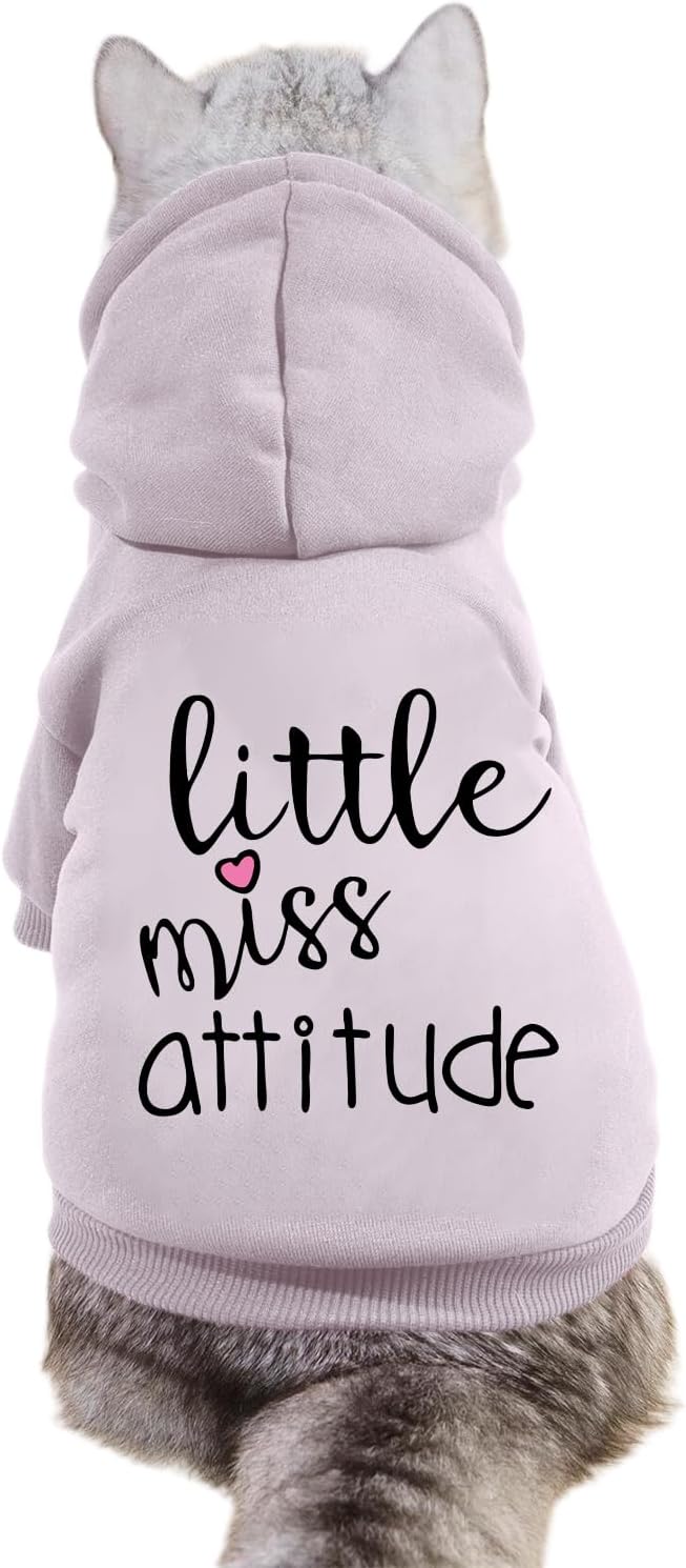 Cat Hoodies for Cats Puppy Pet Clothes Cat Apparel Little Miss Attitude Print Dog Hoodie for Small Medium Dogs Outfits for Kittens(Purple,2XL)