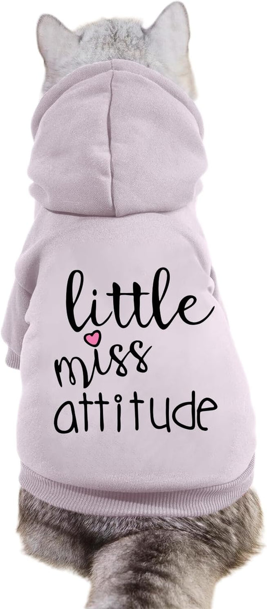 Cat Hoodies for Cats Puppy Pet Clothes Cat Apparel Little Miss Attitude Print Dog Hoodie for Small Medium Dogs Outfits for Kittens(Purple,XL)