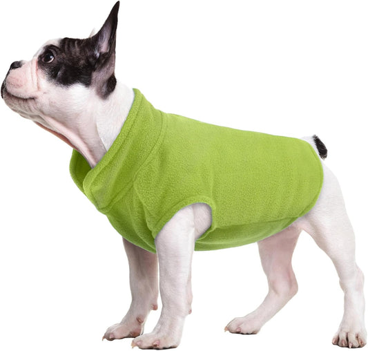FUAMEY Dog Fleece Vest for Medium Dogs,Warm Stretchy Dog Sweatshirts Pullover with Leash Hole Dogs Sweater Soft Pet Turtleneck Cozy Pet Vest Lightweight Sleeveless Green M