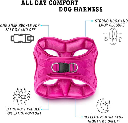 Comfort fit Step-in Dog & Puppy Harness - Comfortable All Weather Dog Vest Harness: Adjustable, Soft Padded, Easy to Put-on for Small, Medium-Sized Dogs.