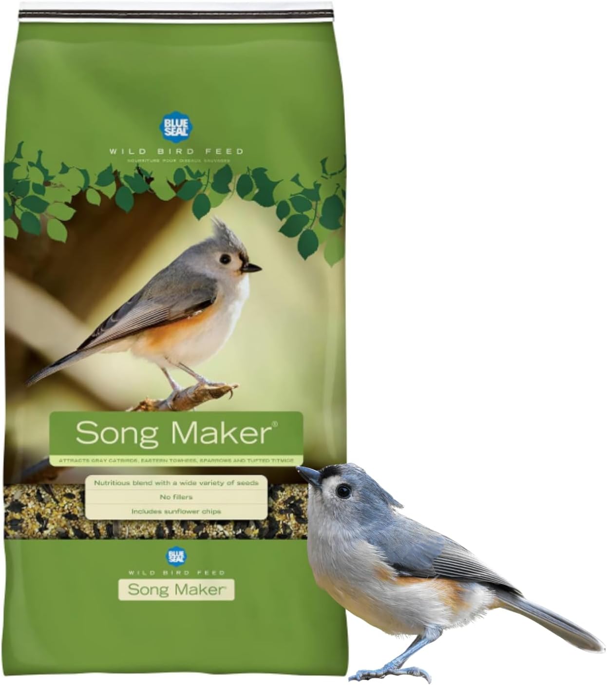 Blue Seal Song Maker Wild Bird Seed | Nutritious Blend, No Filler | Attracts a Wide Variety of Wild Outside Birds | Convenient Shell-Free Mix | Made in USA | 8 Pound Bag