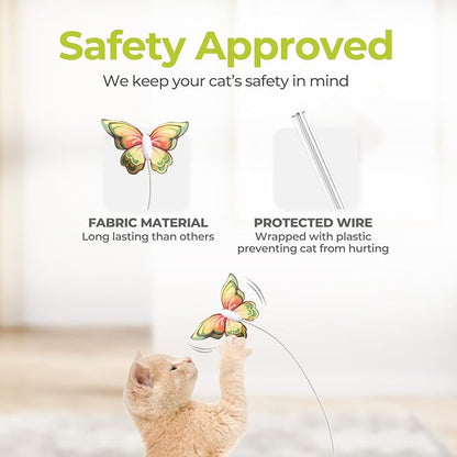 ALL FOR PAWS 3 in 1 Interactive Cat Butterfly Flutter Toy with Rolling Balls, Poping Feather Toy Automatic Kitten Spinner Toys, Mental Stimulation for Indoor Cats, USB Rechargeable Kitty Toys
