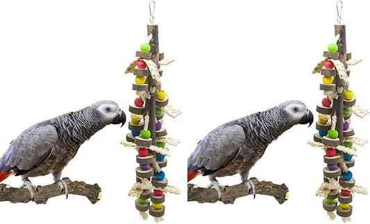 EBaokuup Wood Bird Chewing Toys-Blocks Parrot Tearing Toys Best for Finch,Budgie,Parakeets,Cockatiels, Conures,Love Birds and Amazon Parrots (Pack of 2)