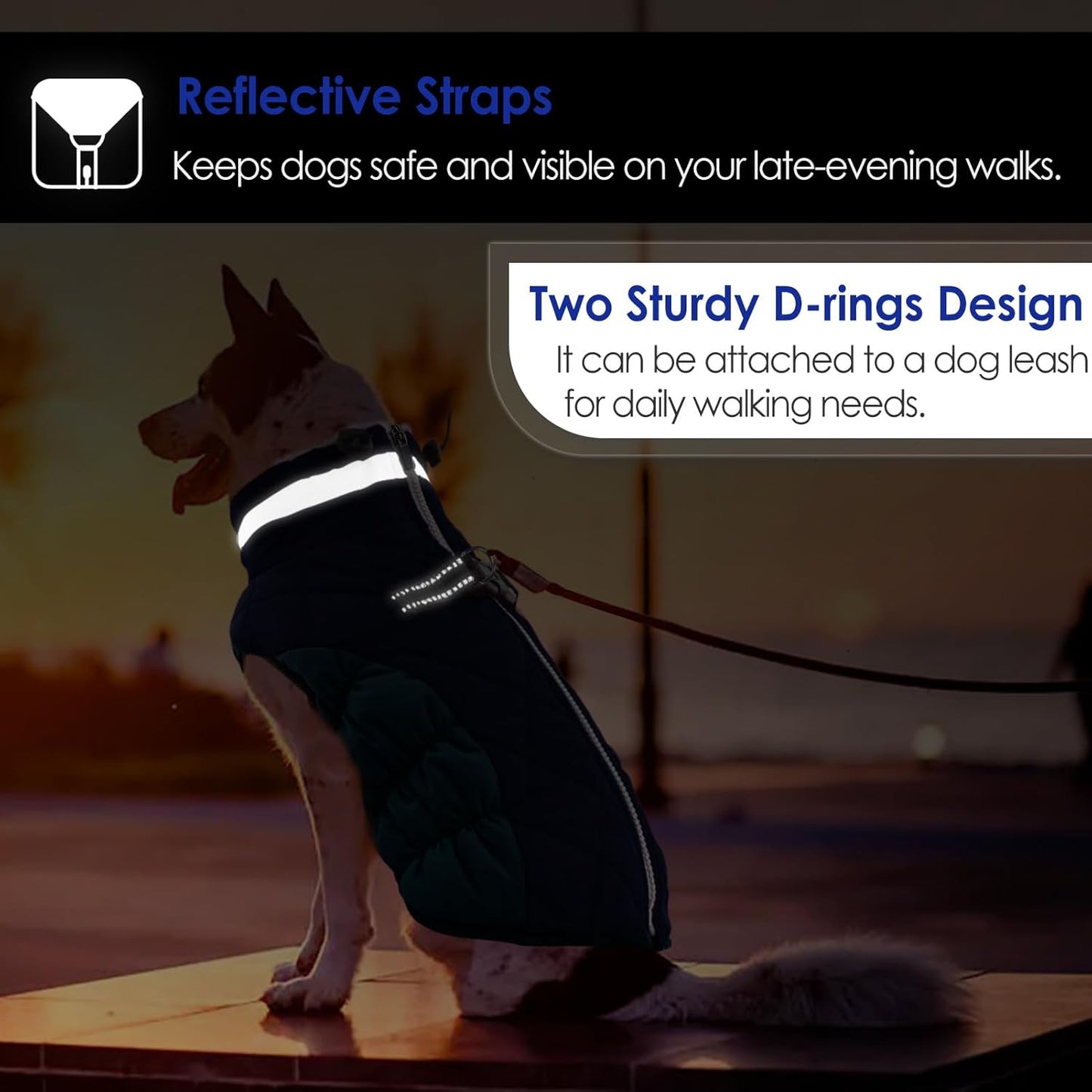 AOFITEE Dog Coat, Warm Dog Jackets for Small Dogs, Dogs Winter Coat with Harness Built in, Reflective Pet Winter Jacket, Waterproof Windproof Puppy Puffer Jacket Fleece Vest, Navy XS