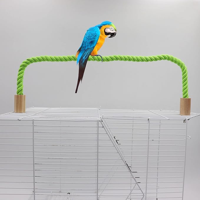 2 Pack Bird Hemp Rope Perch Swing, Bird Cage Stand Pole Accessories, Paw Grinding Standing Climbing Perch for Parrot, Parakeet, Budgies, Lovebirds (47.2 inches/120 cm)