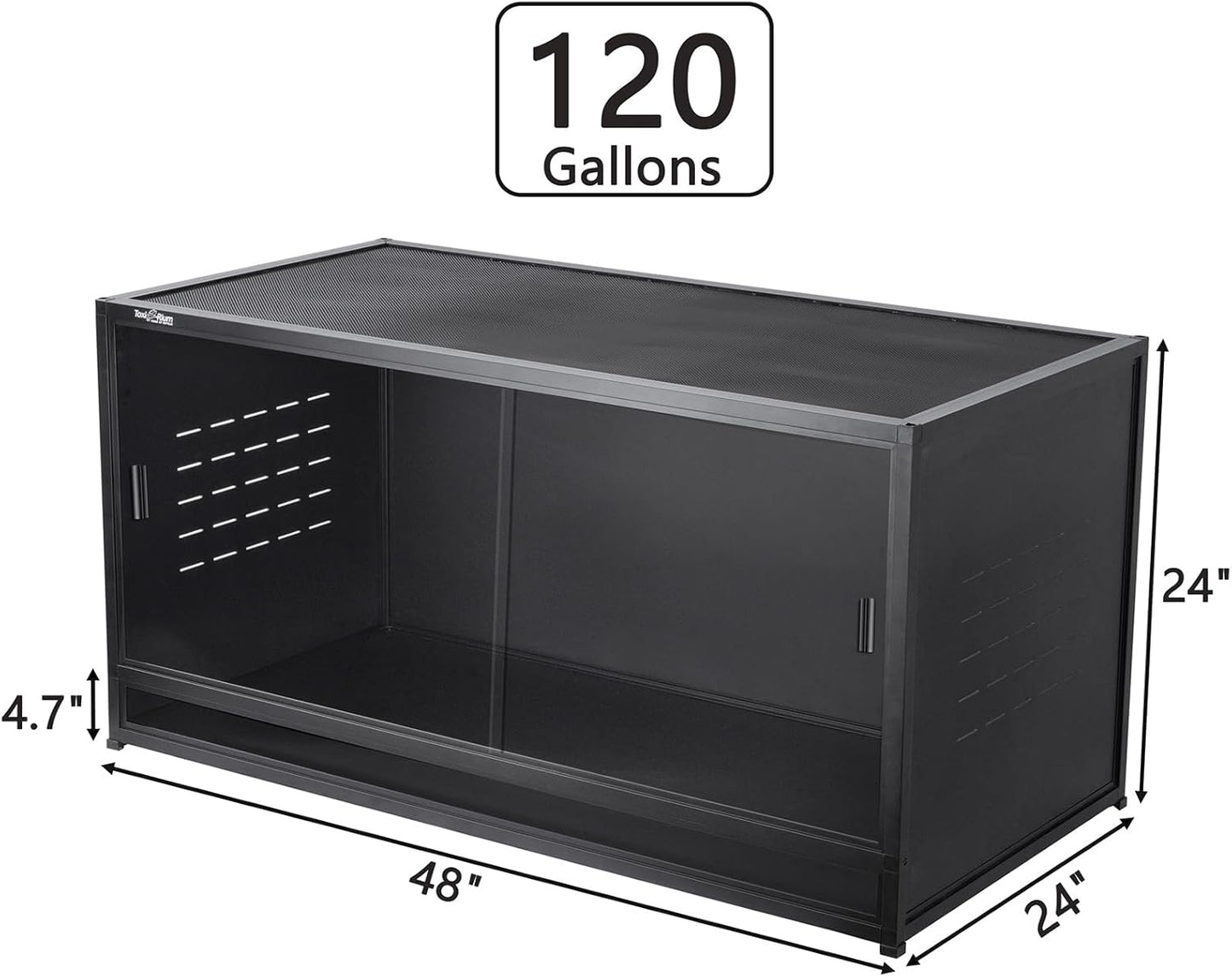 PVC Reptile Enclosure 48"x24"x24" Space Efficient Reptile Terrarium 120 Gallon Large Tank for Bearded Dragon Lizard Snake, Wide Breeding Vivarium Area with Sliding Glass Doors Combination Lock