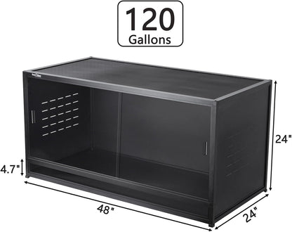 PVC Reptile Enclosure 48"x24"x24" Space Efficient Reptile Terrarium 120 Gallon Large Tank for Bearded Dragon Lizard Snake, Wide Breeding Vivarium Area with Sliding Glass Doors Combination Lock