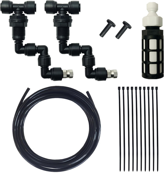 Reptile Terrariums Misting Accessories kit, 2PCS Adjustable Reptile Mister Nozzles, with 16ft 1/4 inch Tube, Black