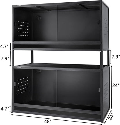 PVC Reptile Enclosure 48"x24"x24" Space Efficient Reptile Terrarium 120 Gallon Large Tank for Bearded Dragon Lizard Snake, Wide Breeding Vivarium Area with Sliding Glass Doors Combination Lock