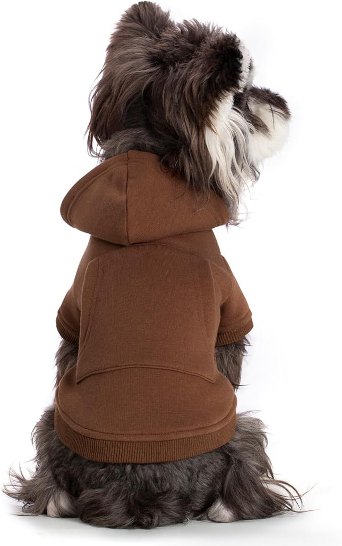 Koneseve Dog Hoodie & Cat Sweater, Warm Fleece Hooded Soft Winter Sweatshirt for All Breeds, Cozy Pet Clothes, Brown, 3XL