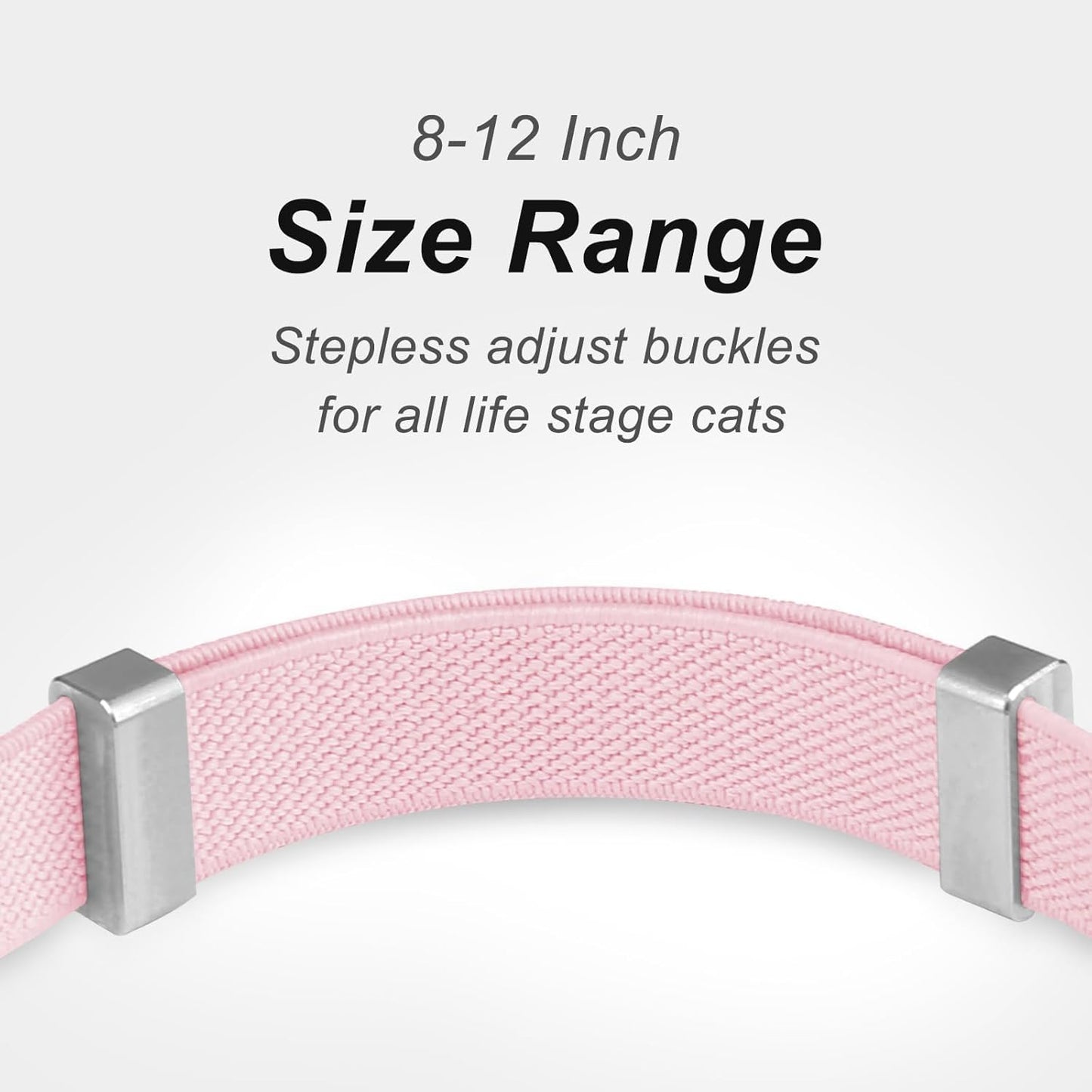 Elastic Airtag Cat Collar, Compatible with Apple AirTag, Stepless Adjustable Pet Collar for Cats, Pink