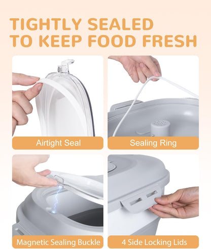 30-35 Lbs Dog Food Storage Container Collapsible Dog Food Container with Airtight Lids, Wheels, Scoop and 2pcs Food Storage Containers, Large Pet food storage for Dog, Cat