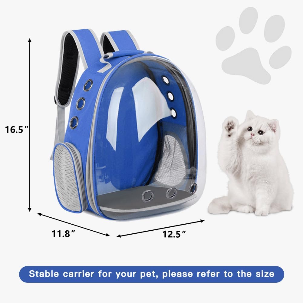 Pet Backpack Carrier with Harness Backpack with Bubble Clear Front for Cats, Small Dogs, Bunnies etc with Harness Included, Pet Carrier for Traveling, Walking, Hiking and Outdoor Activities