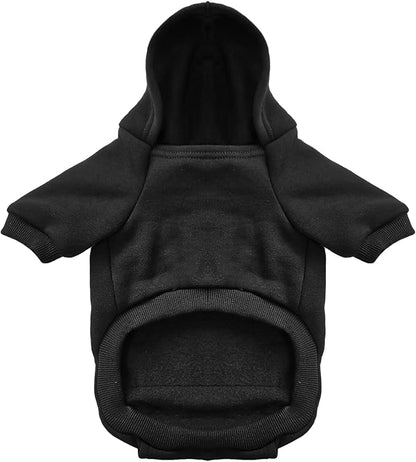 Jecikelon Winter Dog Hoodie Sweatshirts with Pockets Warm Dog Clothes for Small Dogs Chihuahua Coat Clothing Puppy Cat Custume (Black, X-Small)