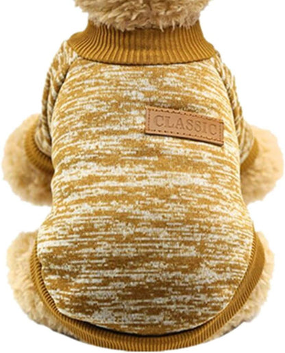 Idepet Pet Dog Classic Knitwear Sweater Fleece Coat Soft Thickening Warm Pup Dogs Shirt Winter Pet Dog Cat Clothes Puppy Customes Clothing for Small Dogs(XS,Yellow)