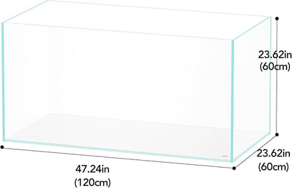 LANDEN 120P 105 Gallon Rimless Low Iron Aquarium Tank, W47.2×D23.6×H23.6 in(120x60x60cm) 12mm Thickness with Black Nano Foam Leveling mat Included
