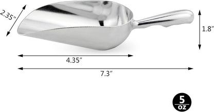 New Star Foodservice 34509 One-Piece Cast Aluminum Round Bottom Bar Ice Flour Utility Scoop, 5-Ounce, Silver (Hand Wash Only)