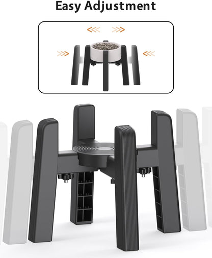 CZPET Dog Bowl Stand with Adjustable Width [Stand Only], Elevated Pet Water & Food Feeder for Medium Dogs, Stable and Anti-Slip Raised Bowl